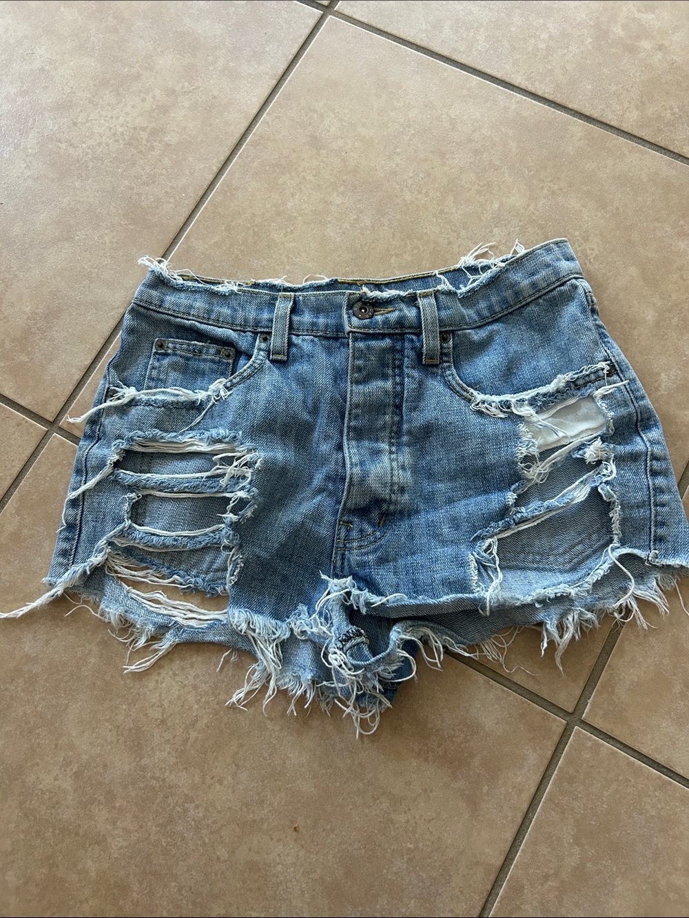 Carmar Light Blue Distressed Denim Shorts